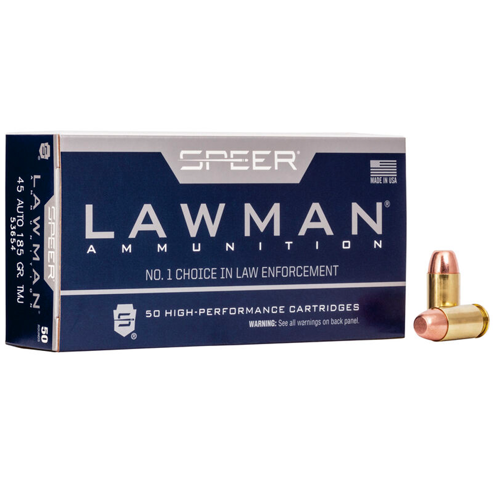 Munição Speer .45ACP TMJ Lawman 185gr Cx.50un