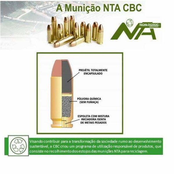 Munição CBC 9MMLUGER EOOG 124GR NTA CXT C - Imagem 2